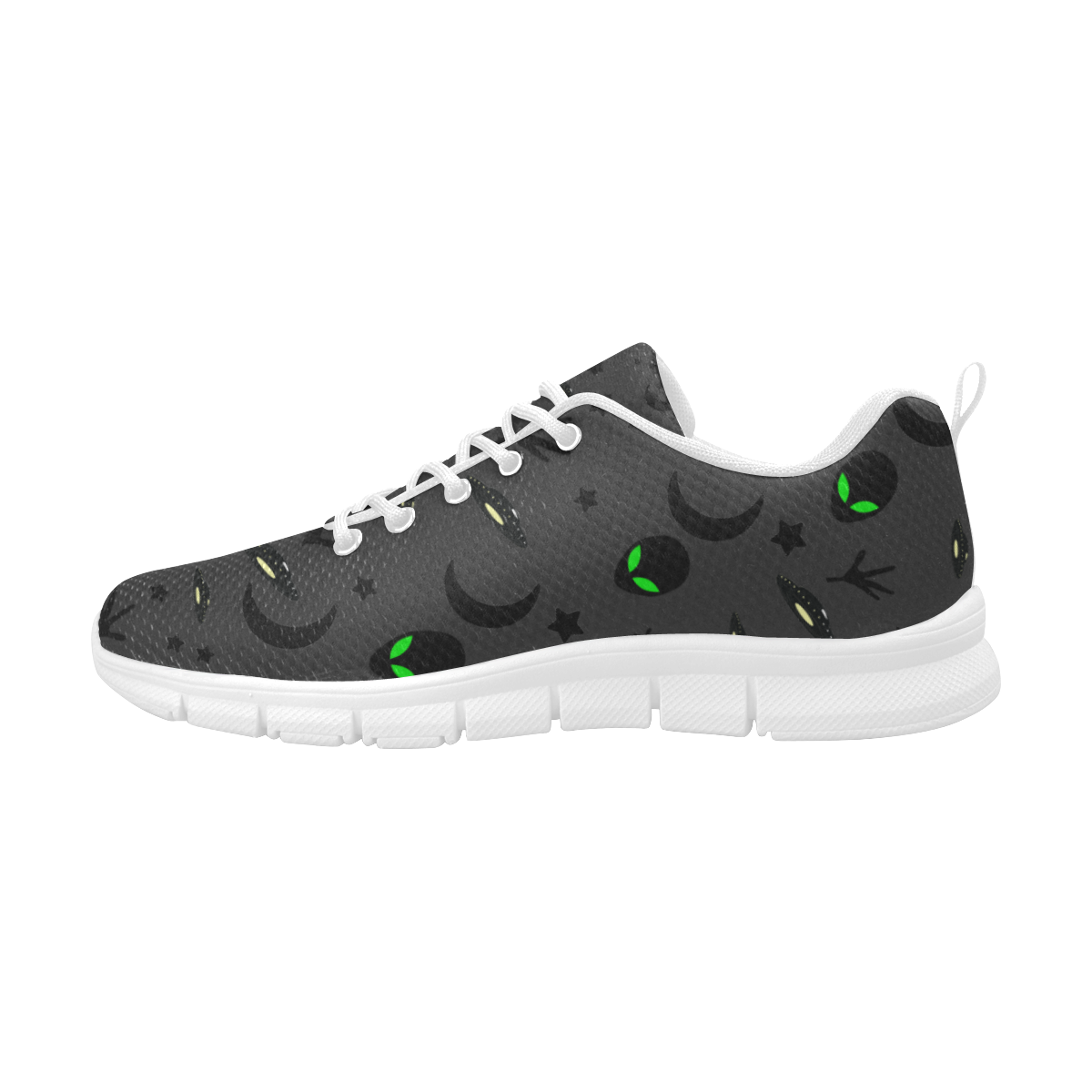 Alien Flying Saucers Stars Pattern (Charcoal/White) Men's Breathable Running Shoes (Model 055)
