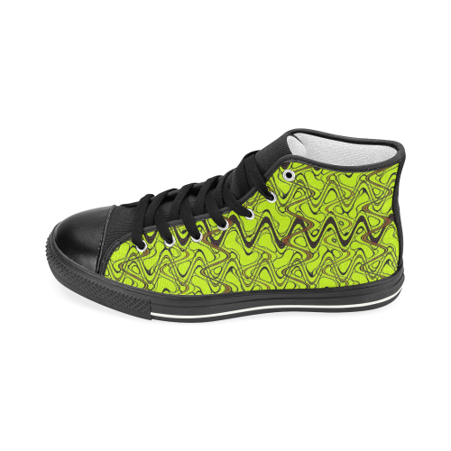 Yellow and Black Waves pattern design Men’s Classic High Top Canvas Shoes (Model 017)