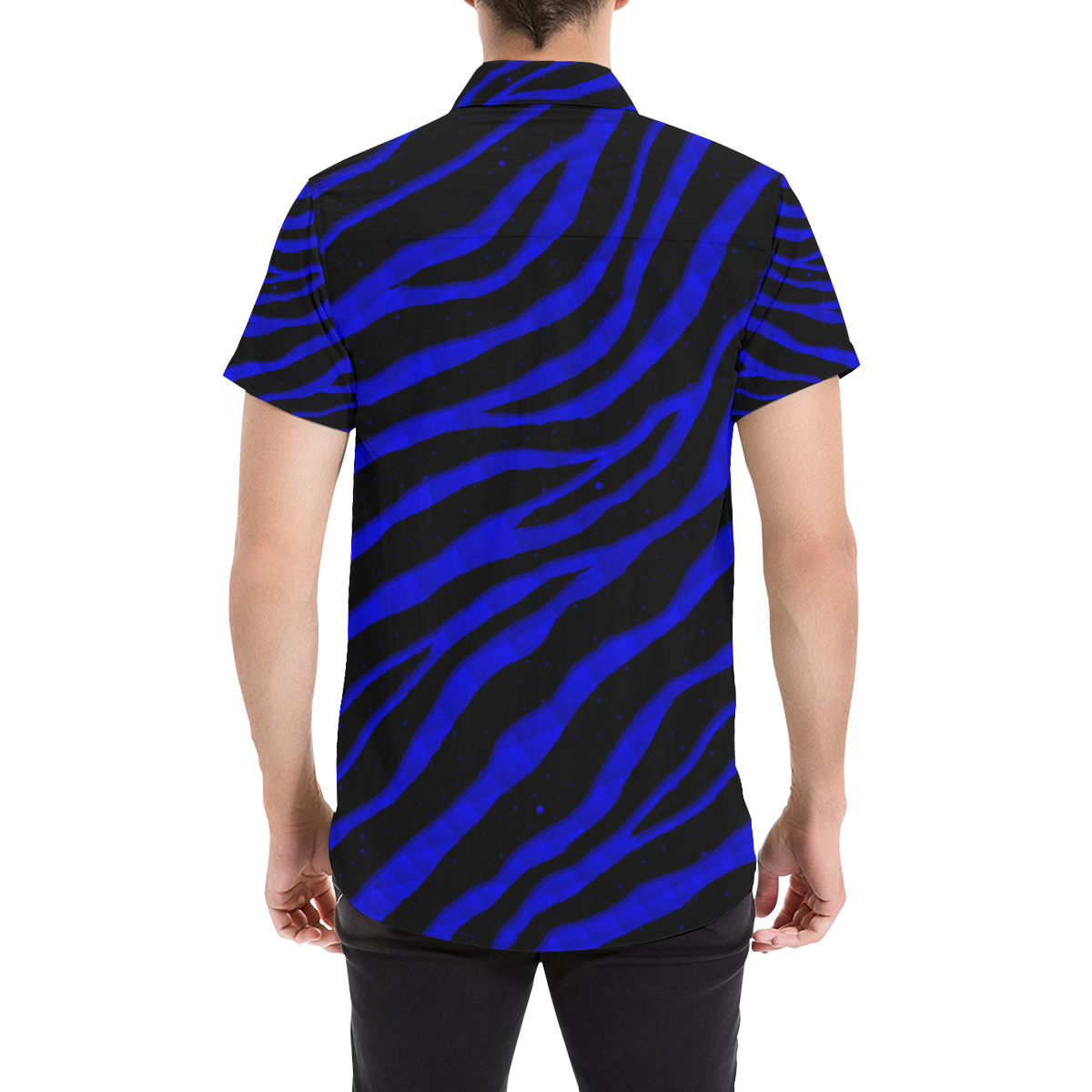 Ripped SpaceTime Stripes - Blue Men's All Over Print Short Sleeve Shirt (Model T53)