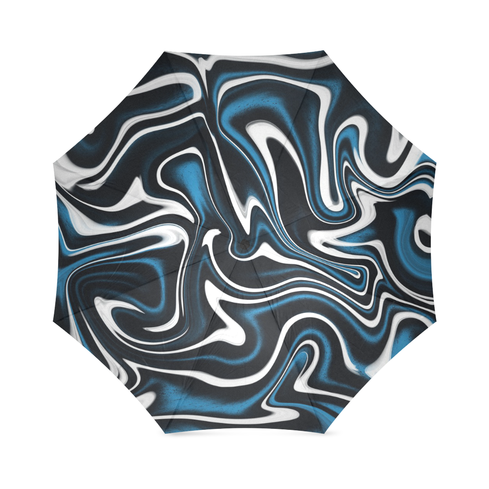 Blue, Black and White Estonia Swirls Foldable Umbrella (Model U01)