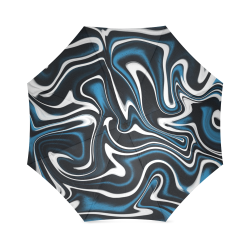 Blue, Black and White Estonia Swirls 4044 Foldable Umbrella (Model U01)