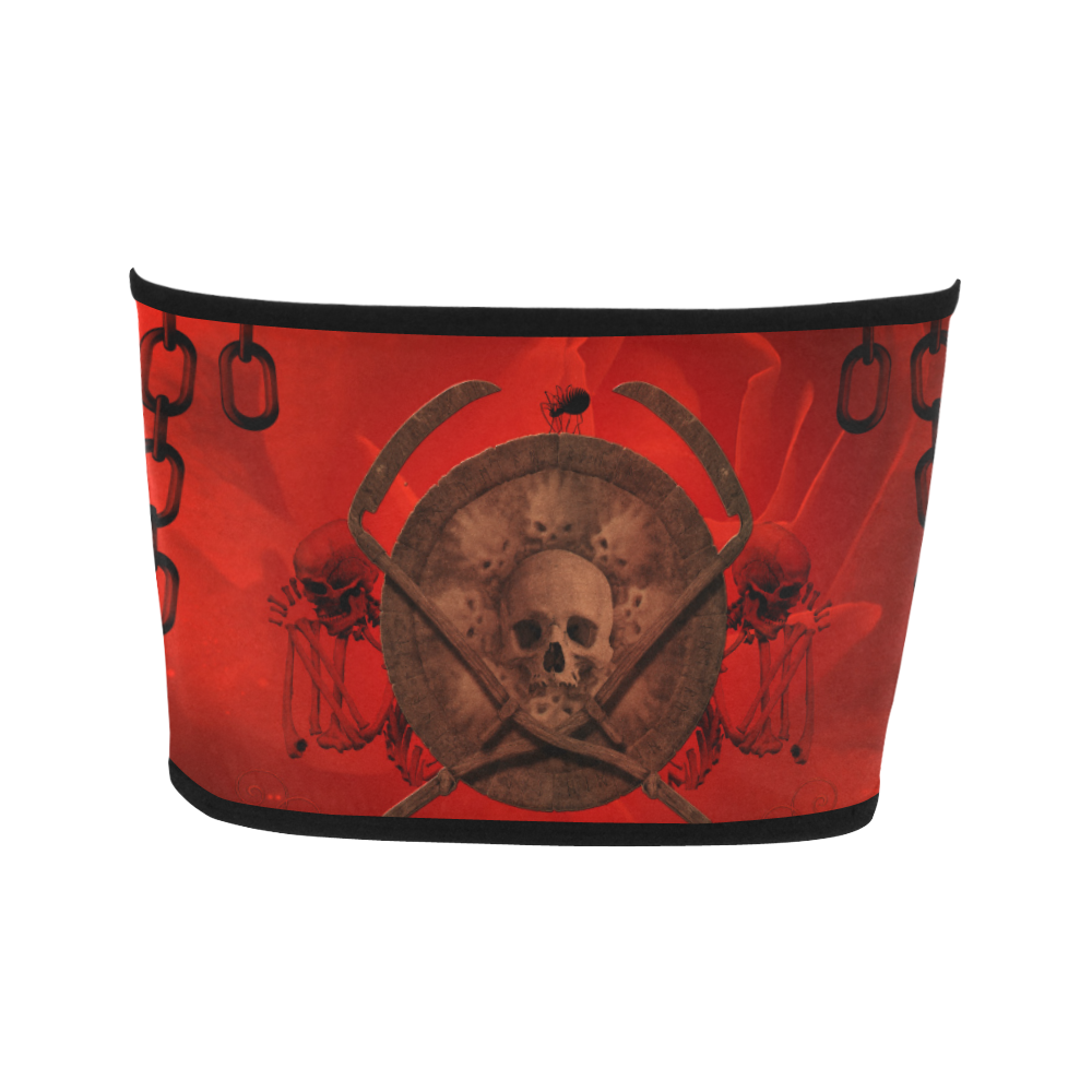 Skulls on red vintage background Bandeau Top