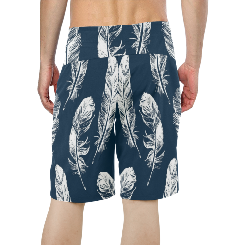 White Feathers 2 Men's All Over Print Board Shorts (Model L16)