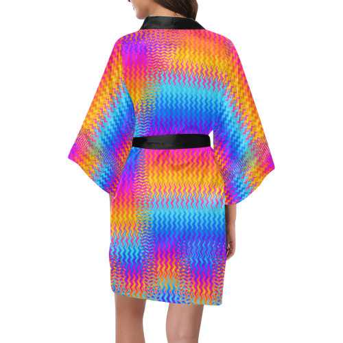 Psychedelic Rainbow Heat Waves Kimono Robe