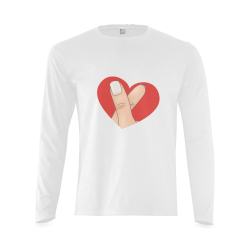 Red Heart Fingers / White Sunny Men's T-shirt (long-sleeve) (Model T08)