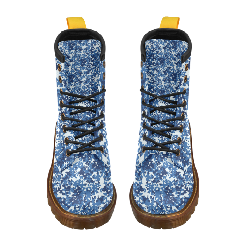 Digital Blue Camouflage High Grade PU Leather Martin Boots For Women Model 402H