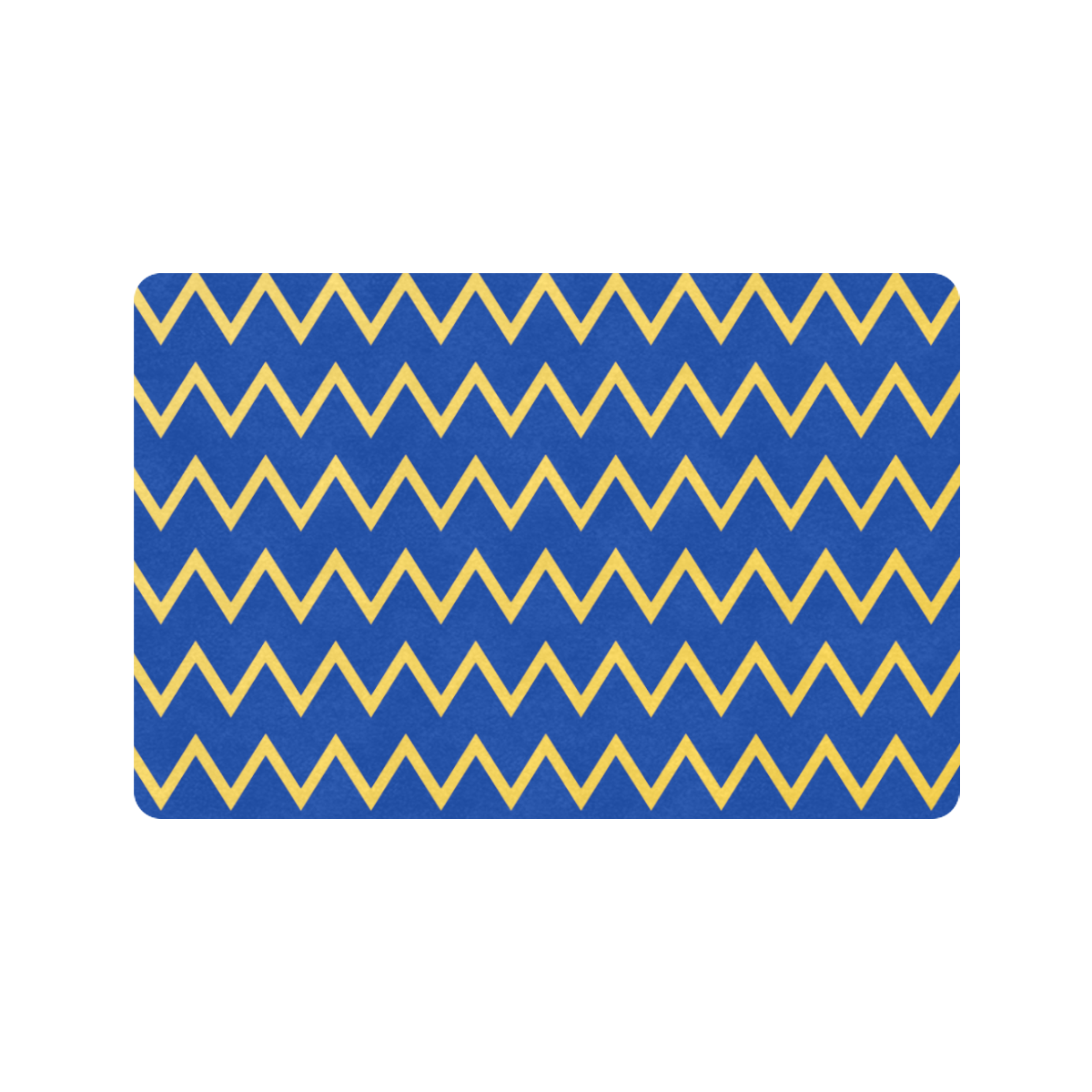 chevron Jaune/Bleu Doormat 24"x16" (Black Base)