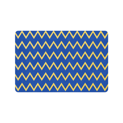 chevron Jaune/Bleu Doormat 24"x16" (Black Base)