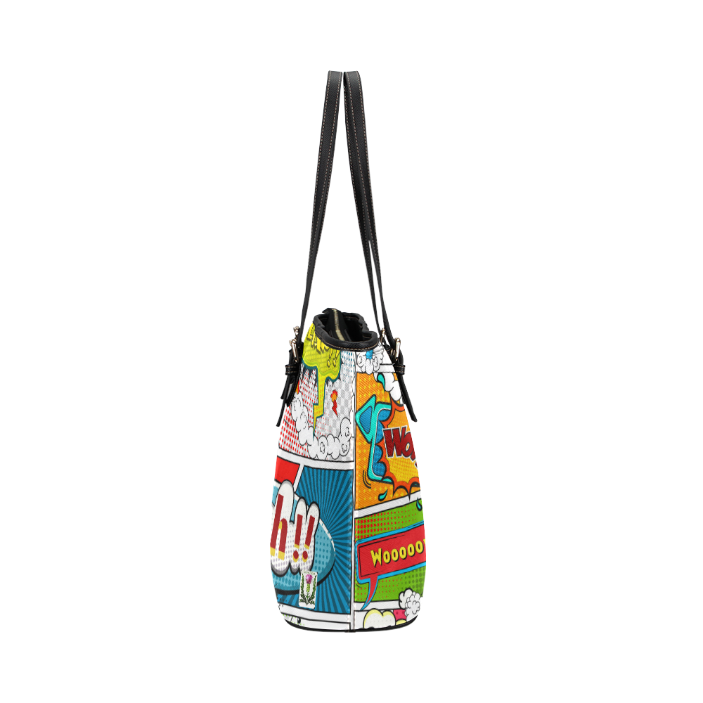 Fairlings Delight's Pop Art Collection- Comic Bubbles 53086ouch1R Leather Tote Bag/Small Leather Tote Bag/Small (Model 1651)