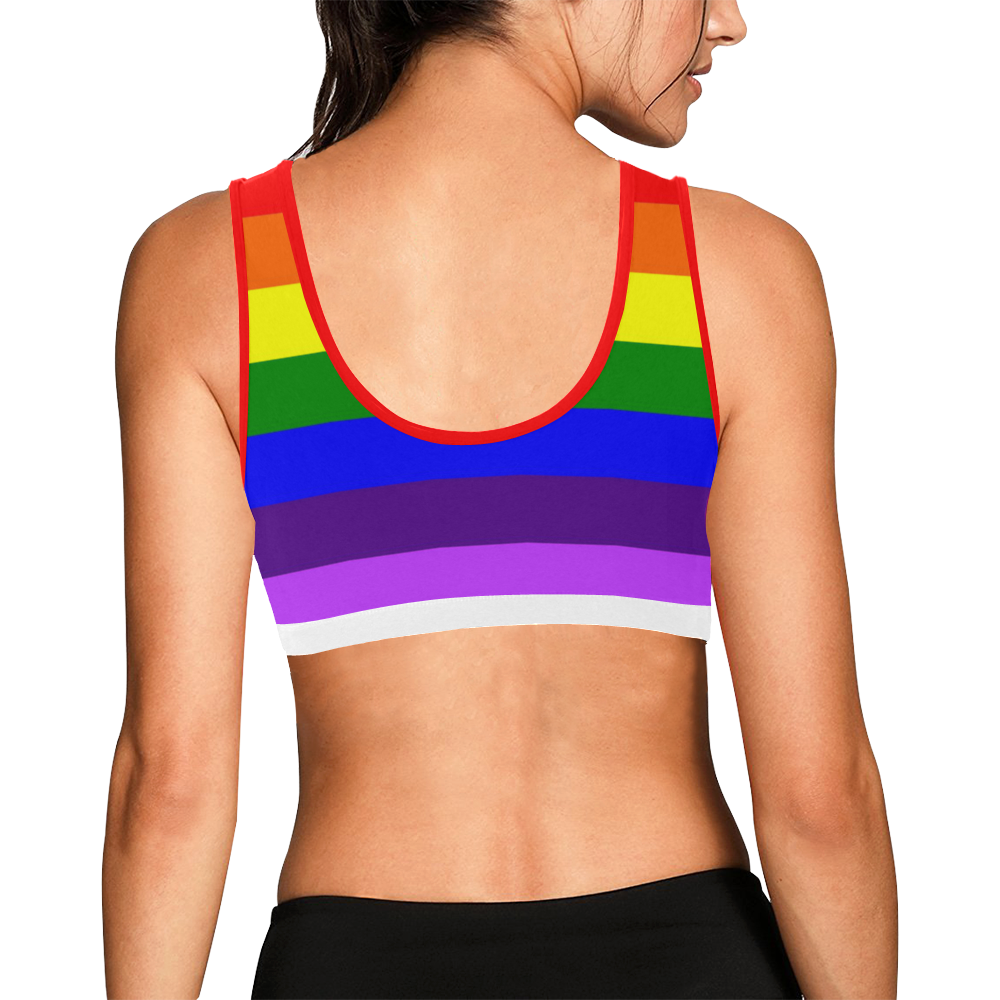Rainbow Flag (Gay Pride - LGBTQIA+) Women's All Over Print Sports Bra (Model T52)