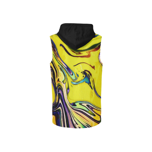 Yellow marble All Over Print Sleeveless Zip Up Hoodie for Women (Model H16)