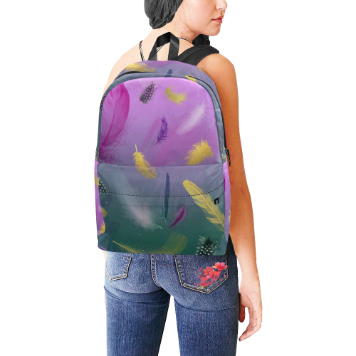 Dancing Feathers - Pink and Green Unisex Classic Backpack (Model 1673)