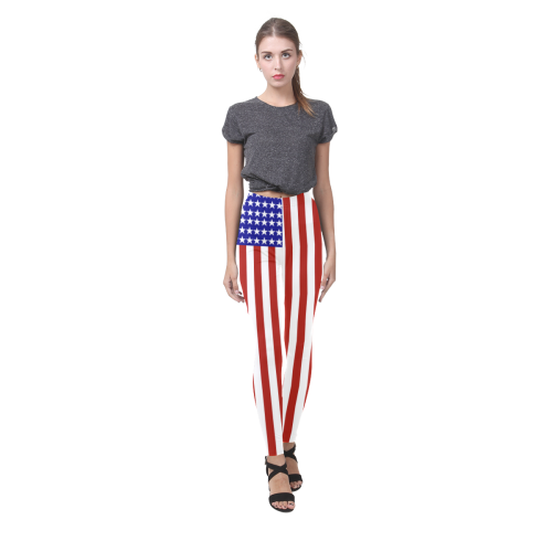 USA Patriotic Red & White Stripes Cassandra Women's Leggings (Model L01)