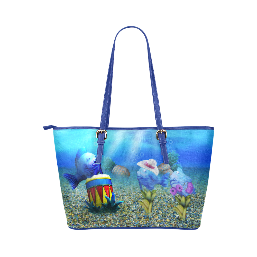 The Singing Fish Leather Tote Bag/Large (Model 1651)