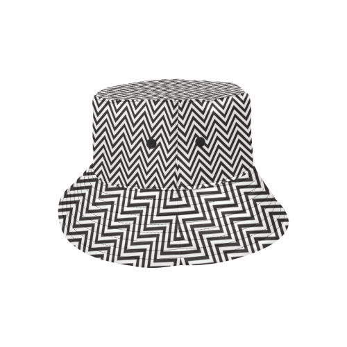 Chevron Black & White All Over Print Bucket Hat