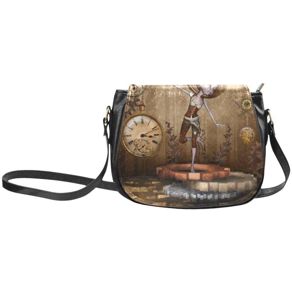 Steampunk girl, clocks and gears Classic Saddle Bag/Small (Model 1648)