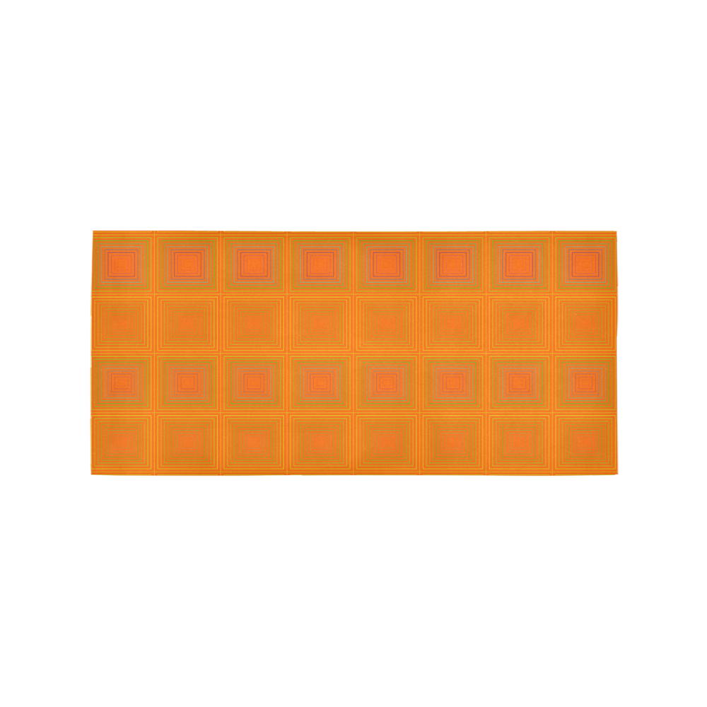 Orange reddish multicolored multiple squares Area Rug 7'x3'3''