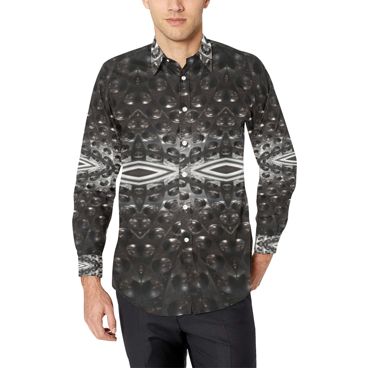 in the machine Men's All Over Print Casual Dress Shirt (Model T61)