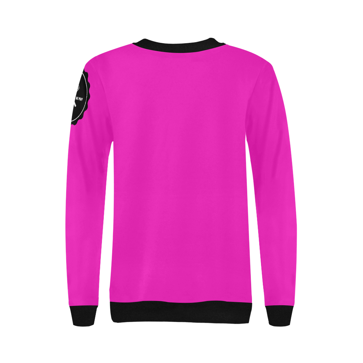 PINK WOM Women's Rib Cuff Crew Neck Sweatshirt (Model H34)