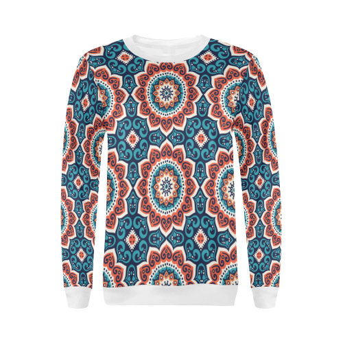 Dress with Seamless Pattern, Vintage Decorative Elements with Islam, Arabic, Indian, Ottoman Motifs All Over Print Crewneck Sweatshirt for Women (Model H18)