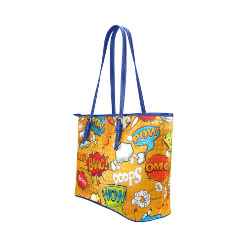 Fairlings Delight's Pop Art Collection- Comic Bubbles 53086r3Bluepump Leather Tote Bag/Small Leather Tote Bag/Small (Model 1651)