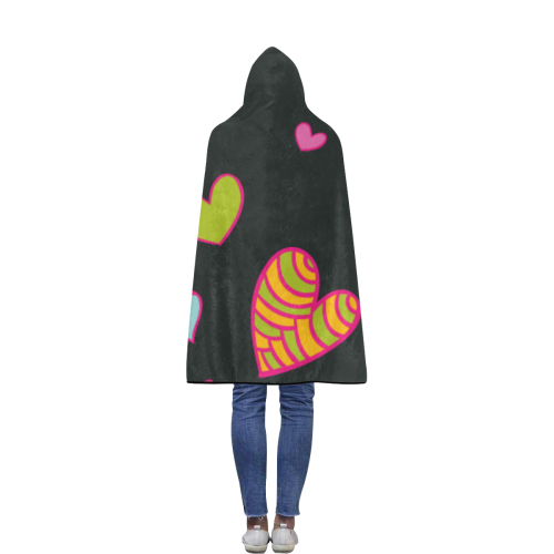 manta de franela multicorazones Flannel Hooded Blanket 40''x50''