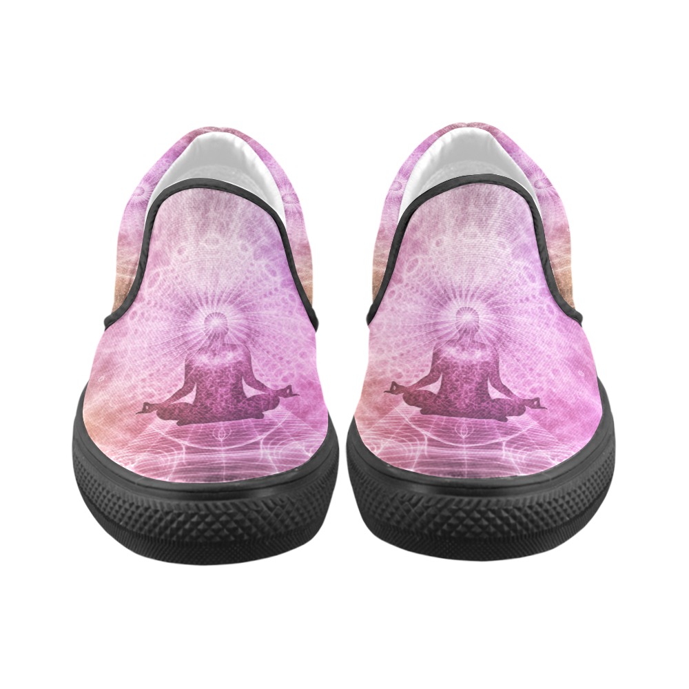meditation yoga graphic art Slip-on Canvas Shoes for Men/Large Size (Model 019)
