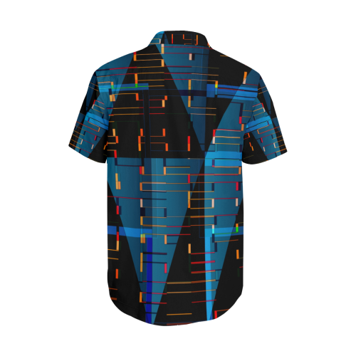 Modern Geometric Abstract Men's Short Sleeve Shirt with Lapel Collar (Model T54)