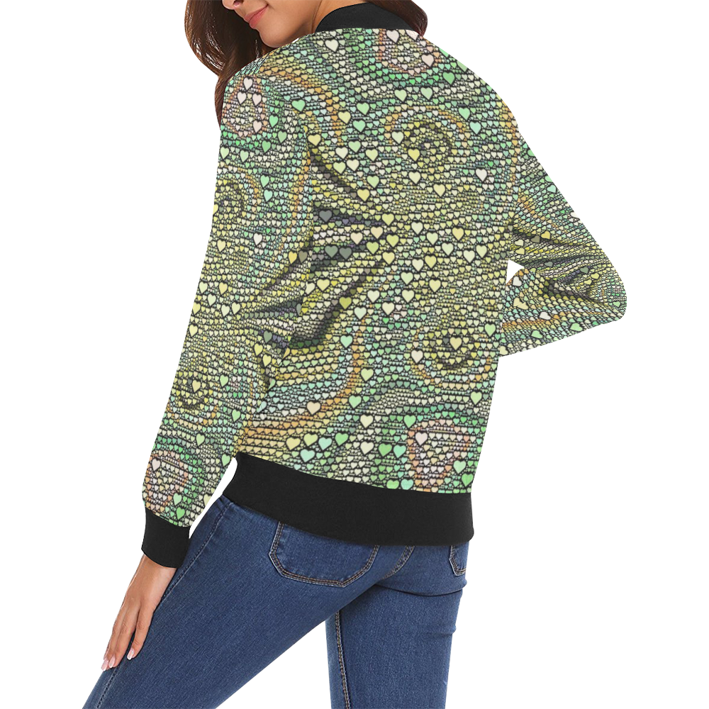 hearts everywhere E  by JamColors All Over Print Bomber Jacket for Women (Model H19)