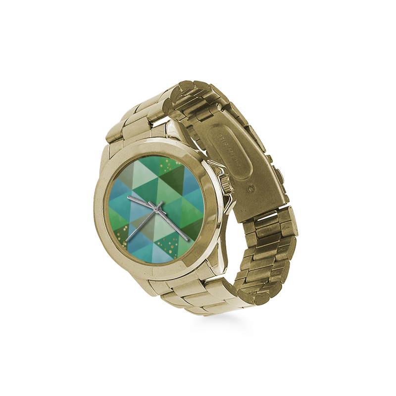 Triangle Pattern - Green Teal Khaki Moss Custom Gilt Watch(Model 101)