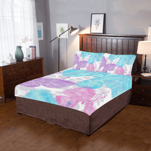 Colorful Butterflies and Flowers V11 3-Piece Bedding Set
