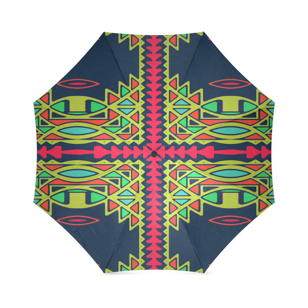 Distorted shapes on a blue background Foldable Umbrella (Model U01)