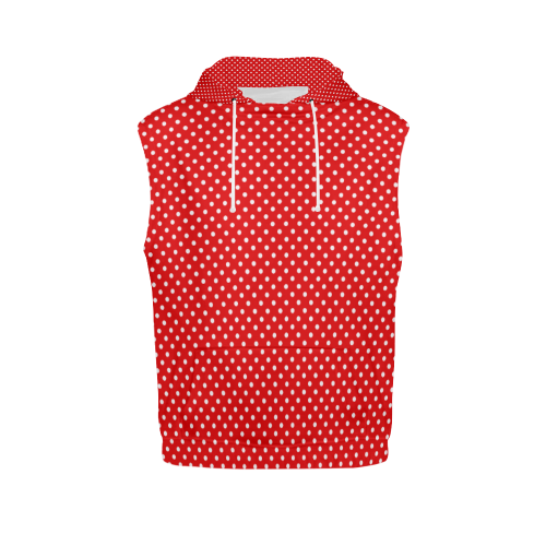 Red polka dots All Over Print Sleeveless Hoodie for Women (Model H15)