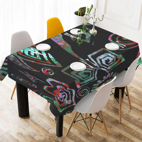 Tribal pattern Cotton Linen Tablecloth 52"x 70"