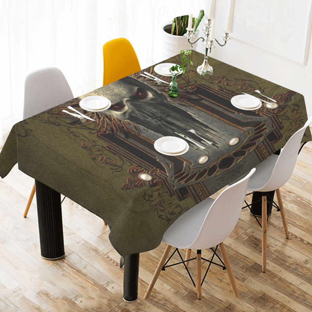 Awesome dark skull Cotton Linen Tablecloth 52"x 70"