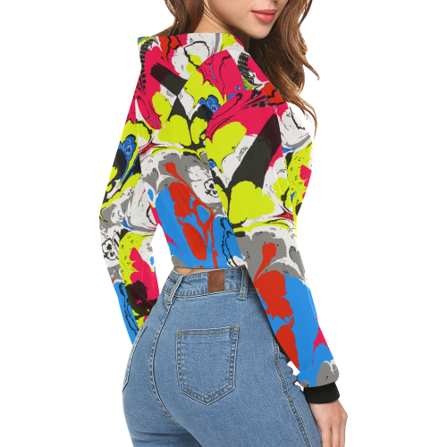 Colorful distorted shapes2 All Over Print Crop Hoodie for Women (Model H22)