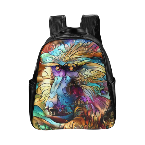 rainbow Baboon backpack Multi-Pockets Backpack (Model 1636)