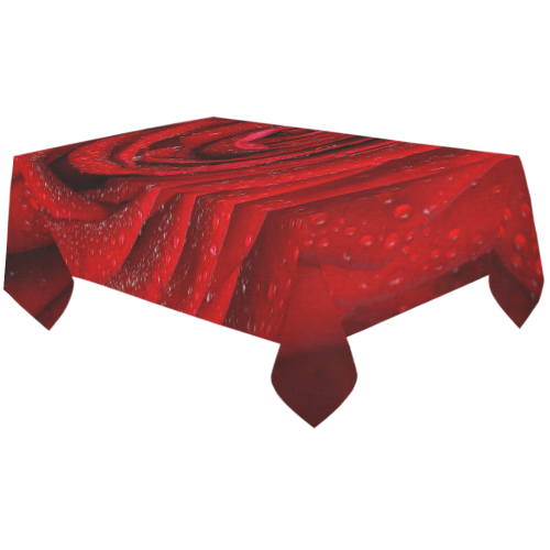 Red rosa Cotton Linen Tablecloth 60"x120"