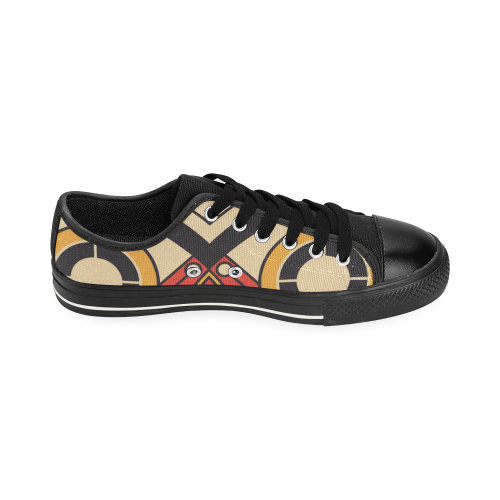 Geo Aztec Bull Tribal Low Top Canvas Shoes for Kid (Model 018)