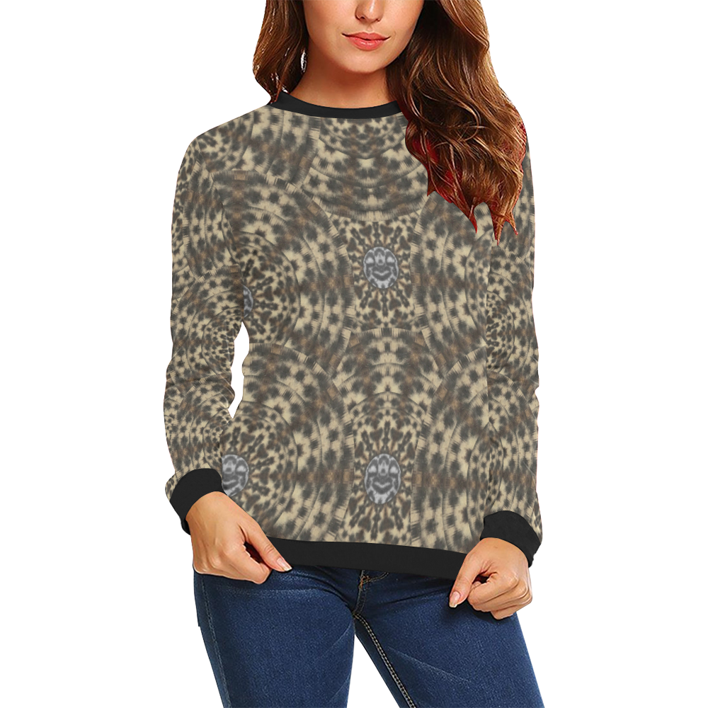 I am big cat with sweet catpaws decorative All Over Print Crewneck Sweatshirt for Women (Model H18)
