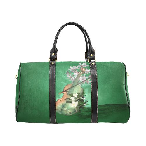 Violin with flowers New Waterproof Travel Bag/Large (Model 1639)