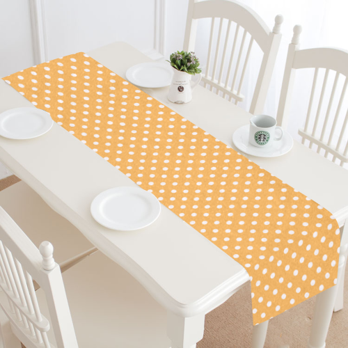 Yellow orange polka dots Table Runner 16x72 inch