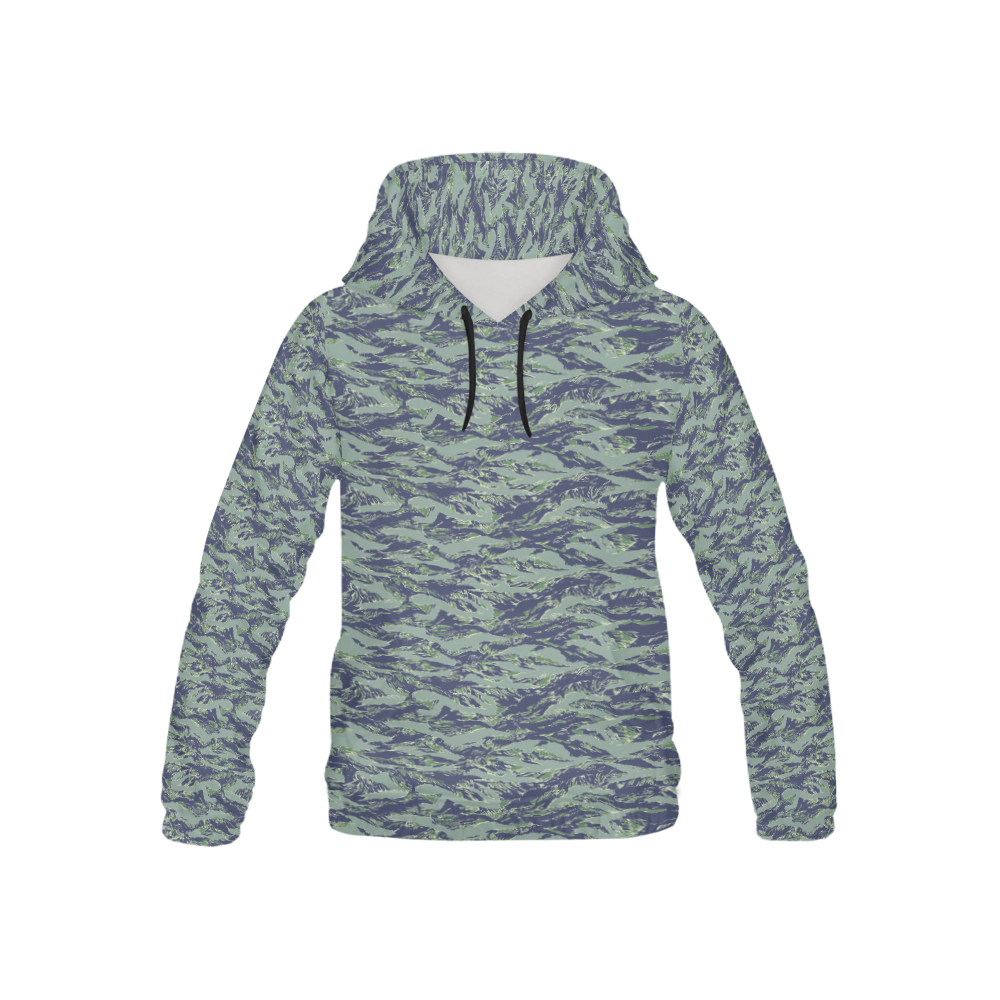 Jungle Tiger Stripe Green Camouflage All Over Print Hoodie for Kid (USA Size) (Model H13)