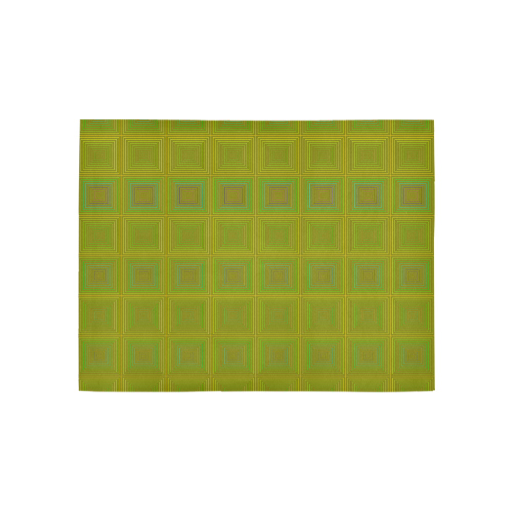 Olive green gold multicolored multiple squares Area Rug 5'3''x4'