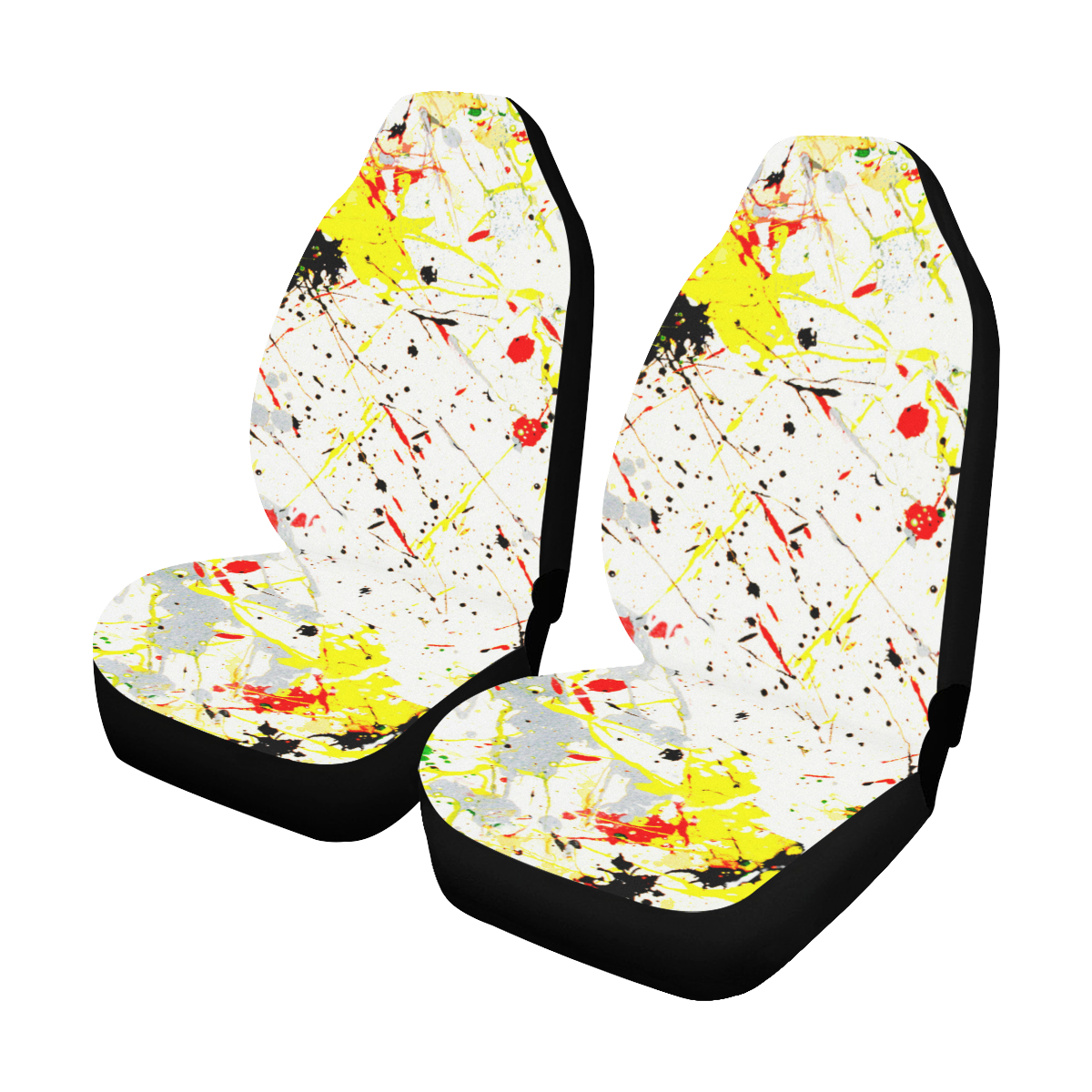 Yellow & Black Paint Splatter Car Seat Covers (Set of 2)