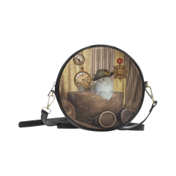 Funny steampunk cat Round Sling Bag (Model 1647)