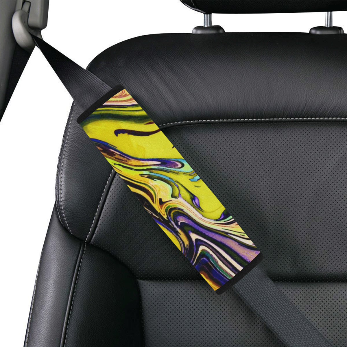 Yellow marble Car Seat Belt Cover 7''x10''