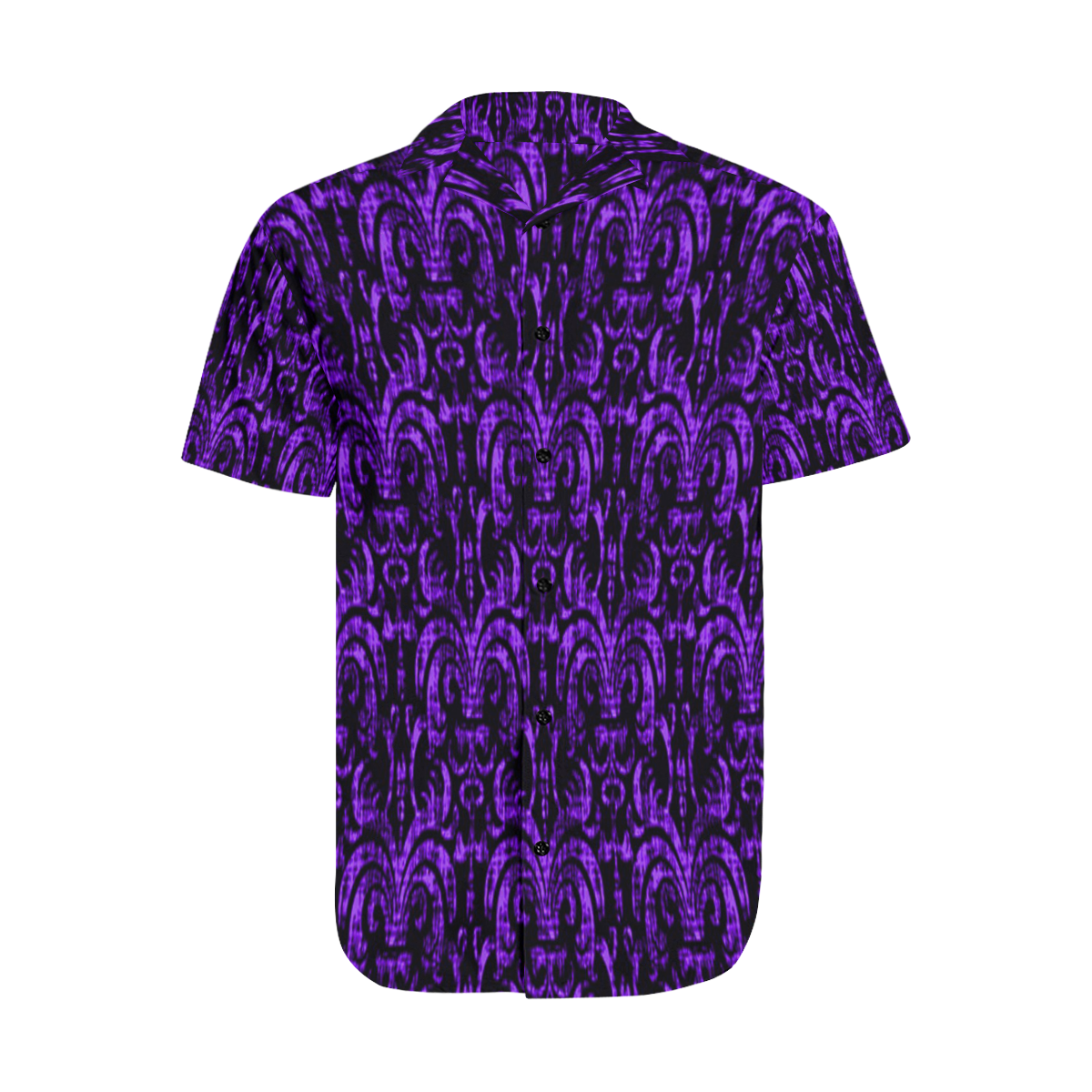 Gothic Purple Devil Fade Satin Dress Shirt Men's Short Sleeve Shirt with Lapel Collar (Model T54)