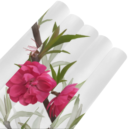 Peach blossom, floral watercolor Gift Wrapping Paper 58"x 23" (5 Rolls)