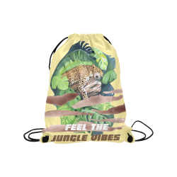 Brenda Jungle vibes - sand Medium Drawstring Bag Model 1604 (Twin Sides) 13.8"(W) * 18.1"(H)